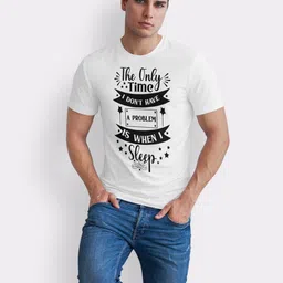 Seekbuylove Men Sleep Problem Printed Round Neck Short Sleeves Bio Finish Cotton T-shirt image 5