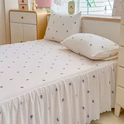 JC HOME White 140 TC Queen Bedsheet - 1.5 m x 2 m image 4