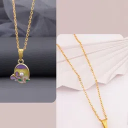 SZN Women Set of 2 Brass Gold-Plated Necklace-picture-17