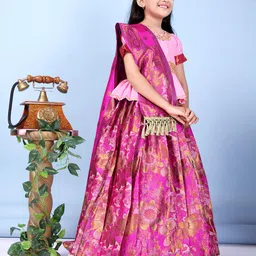 BAESD Girls Embroidered Sequinned Ready to Wear Lehenga & Blouse With Dupatta image 2