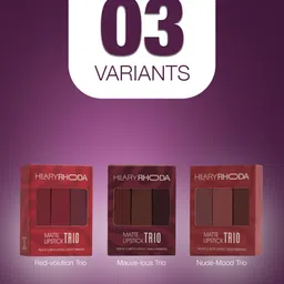 Hilary Rhoda Set Of 3 Matte Finish Trio Lipstick- Nude- Mood Trio- Shade 02 image 3