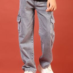 V-Mart Boys Regular Fit Mid-Rise Light Fade Cotton Cargo Styles Jeans-picture-36