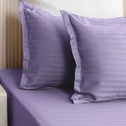 WEAVE AND DECOR Purple Striped 300 TC King Bedsheet with 2 Pillow Covers image 3