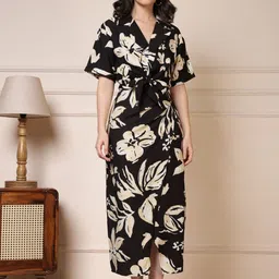 Rue Collection Floral Printed Shirt Collar Short Sleeves Top With Skirt-image-15