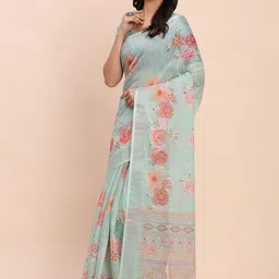 all about you Floral Printed Zari Saree image 4