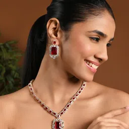 I Jewels Gold-Plated Stones Studded Jewellery Set-picture-20