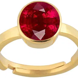 everything gems 10.25 Ratti Natural Ruby Manik Loose Gemstone for Men & Women Brass Ruby Gold Plated Ring-picture-19