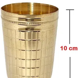 a & h enterprises (Pack of 4) Brass Water Glasses Set Designer Checks Design (250 ml Each) Set of 4 pcs H53 Glass Set Water/Juice Glass image 2