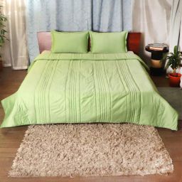 zeba Green Cotton Solid 150 GSM Quilt Set-picture-24