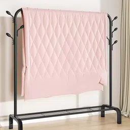 krishyam ® Multipurpose Metal Garment Rack – Freestanding Organizer with Hooks Carbon Steel Collapsible Wardrobe image 5