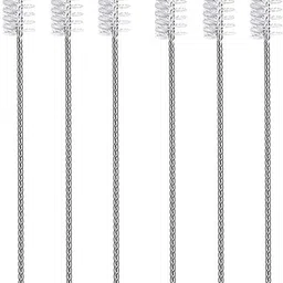 6 Pcs Reusable Stainless Steel Drinking Straws Brush | Sliver-White (Pack of 6)-image-18