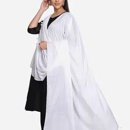 THE WEAVE TRAVELLER White Solid Art Silk Dupatta image 3