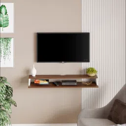 bluewud Maisy TV units In Brown Maple & White Colour image 1