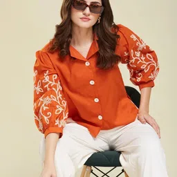 j turritopsis Women Regular Fit Embroidered Casual Shirt-picture-15