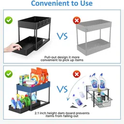 Containers Kitchen Rack Quvira 2 Tier Sliding Storage Rack Organizer Plastic image 5