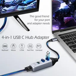 POWERUP Multiport USB-C Hub 4IN1, 3 USB-A & 1 HDMI Port USB Adapter image 4