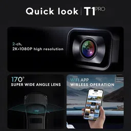 golens T1Pro 2K Front & 1080P Rear Dashcam, Wi-Fi, 170 Wide, 3.2 Display In-car Camera System image 4