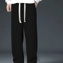 kajaru Men Solid Black Track Pants image 4