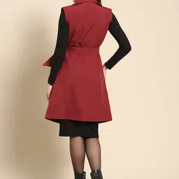 woowzerz PU Solid Coat For Women image 2