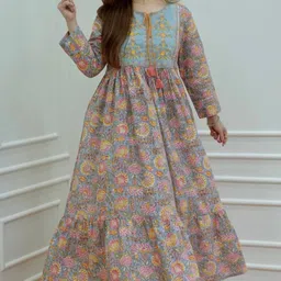 fabfozy Embroidered Rayon Blend Stitched Flared/A-line Gown image 2