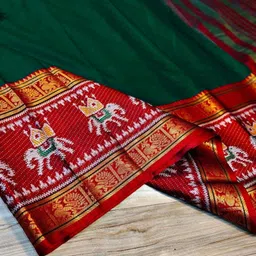 houseofcommon Temple Border, Woven Narayanpet Cotton Silk Saree image 2