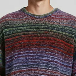 mast & harbour Men Striped Round Neck Multicolor Sweater image 2