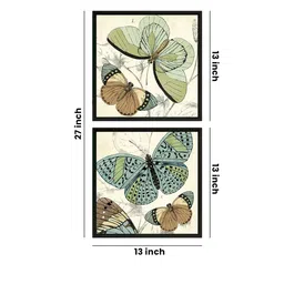 Art Street Multi Set Of 2 Butterfly Canvas Painting Wall Art image 5