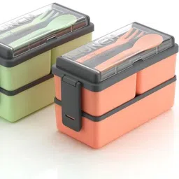kitcex Double Decker Lunch Box for Office, School & College 3 Containers Lunch Box image 5