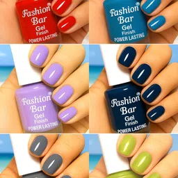fashion bar Quick Dry Power Lasting six nail polish shades collection Set No.DF37 Multicolor image 1