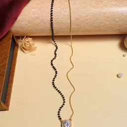 ABDESIGNS Gold-Plated AD Stone-Studded & Beaded Mangalsutra image 5