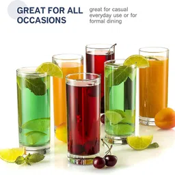 mahantam (Pack of 6) Premium Italian Highball Heavy Base Tall Glasses (Set of 6 PIS, 310ml) Glass Set Water/Juice Glass image 2