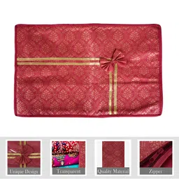 Kuber Industries Maroon & Gold toned 9 Pieces Regular Saree Organisers image 5