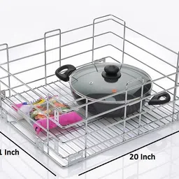verito Utensil Kitchen Rack Plain Kitchen Basket 21X20X8 Inch / Modular Kitchen Cabinet / Kitchen Drawer Steel image 2