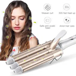 VNG Professional hair culer personal experts 30 seconds hot Triple 3 Barrel Electric Hair Curler-image-0