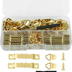 supvox 251pcs Picture Frame Hanging Hardware Kit with Toolbox Golden Metal Set Swivel Hook 1 image 1