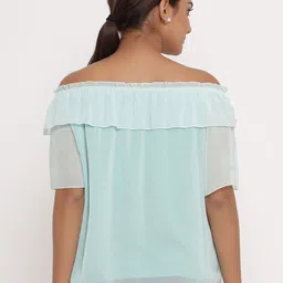 SAVI Ruffled Off-Shoulder Flared Sleeves Georgette Bardot Top image 5