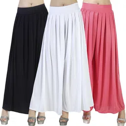 zariya enterprises Pack of 3 Women Flared Black, White, Pink Lycra Blend Trousers-picture-17