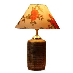 Orange & White Shade Table Lamp With Antique Terracotta Base by Foziq image 3