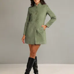 honnete 100 % Polyester Self Design Coat For Women-picture-10