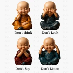 buc Baby good Luck Monk Buddha Set Of 4 Statue for Home Office Car Dashboard Decor Decorative Showpiece - 6 cm image 3