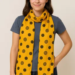 adorngal Printed Cotton Blend Women Yellow Scarf, Stole, Fancy Scarf-picture-35