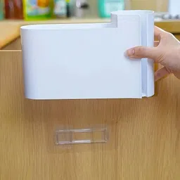 adbee Punch-Free Wall Mounted Garbage Bin | Hanging Kitchen Space-Saving Trash Can Plastic 1 Pockets image 4