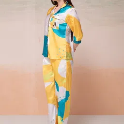 Bannos Swagger Printed Satin Night suit image 3