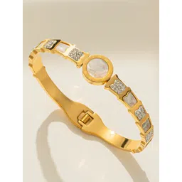 Designs & You Gold-Plated Mother of Pearl Bangle-Style Bracelet image 2