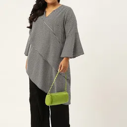 theRebelinme Women Plus Size Geometric Printed Bell Sleeves Layered Longline Top image 3