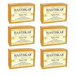 Hasthkar Set of 6 Handmade Papaya Soap with Glycerin & Coconut Oil - 125 g Each-picture-0