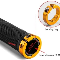 byking Premium Quality Cycling Lock-on Anti-slip Bicycle Handle Grips, Color- Golden Bicycle Handle Grip image 3