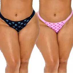 zoqq Pack of 2 Women Thong Pink, Black Panty-picture-35