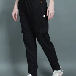 Women Solid Black Track Pants-image-7