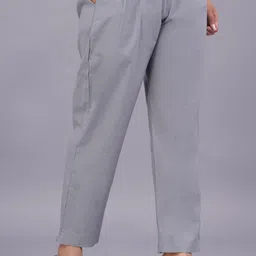 venitywave Pack of 2 Women Regular Fit Grey, Black Pure Cotton Trousers image 2